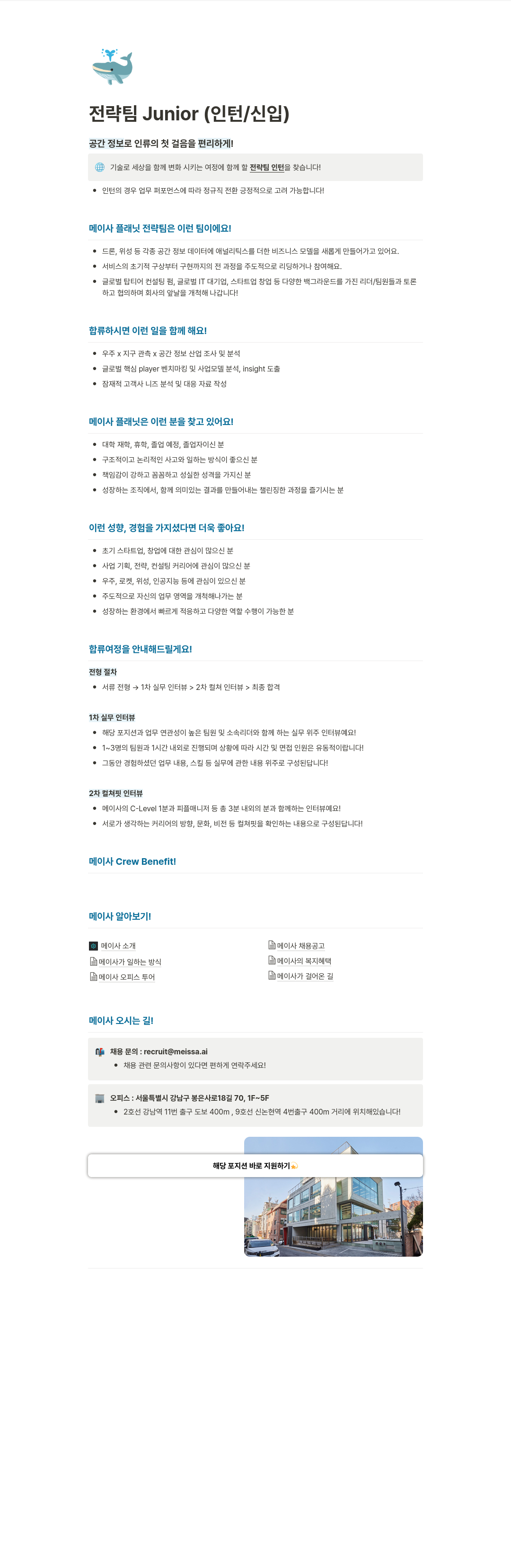 메이사 전략 팀 Junior (인턴/신입) 채용공고
