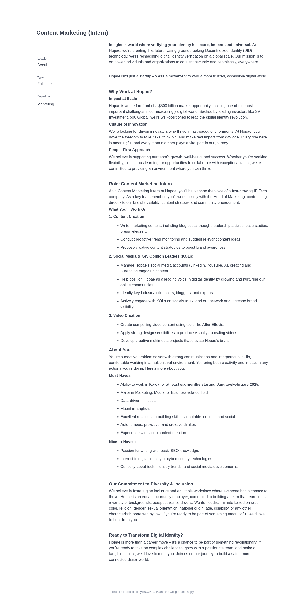 호패 Content Marketing (Intern) 채용공고