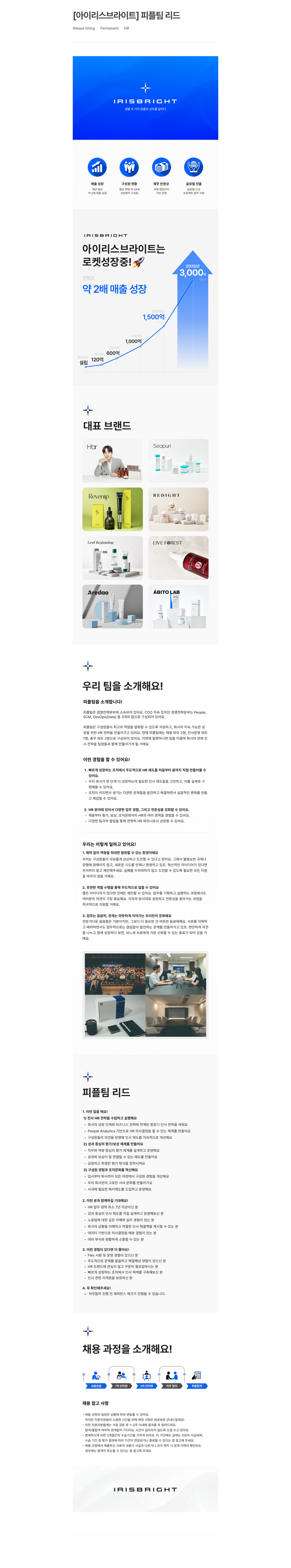 아이리스브라이트 피플 팀 리드 채용공고