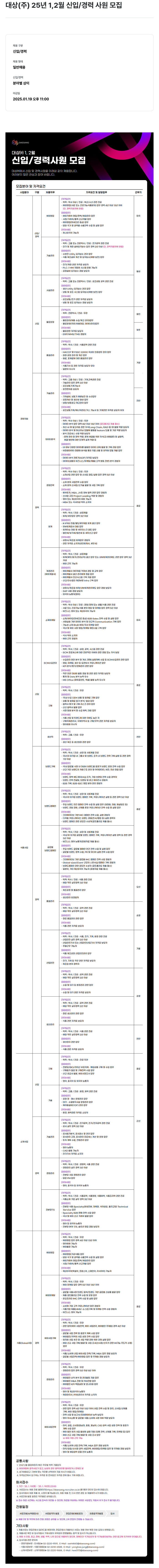 대상그룹 2025년 1,2월 신입/경력 사원 모집 채용공고