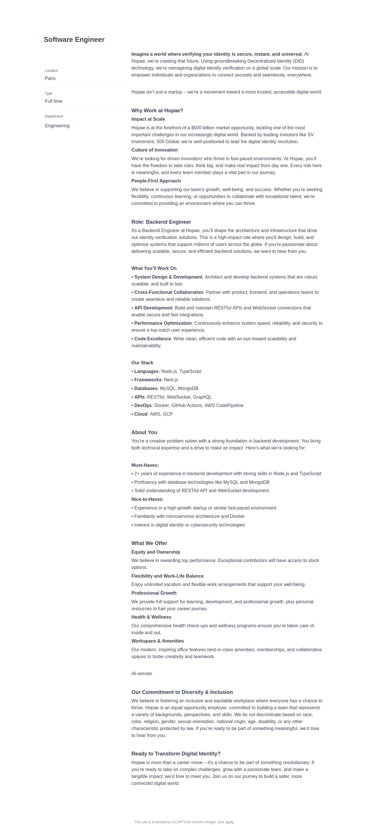 호패 Software Engineer (Backend Engineer) 채용공고