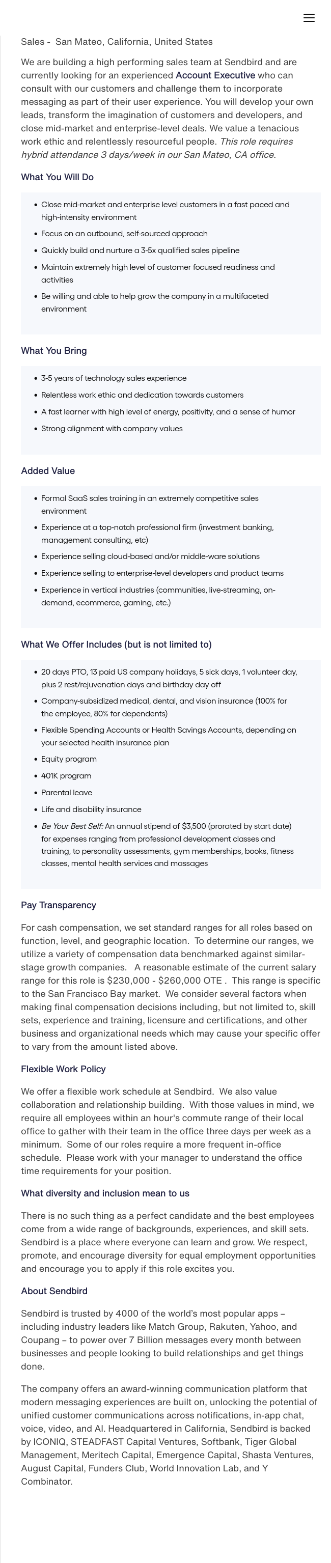 센드버드 Account Executive (Sales) 채용 채용공고