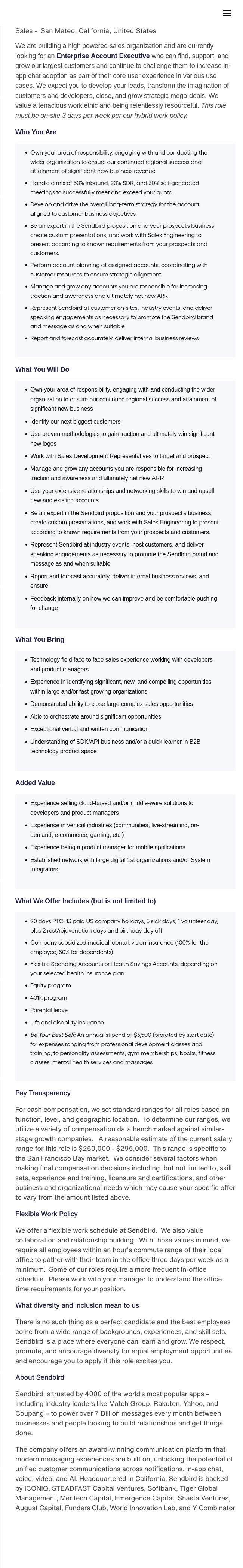 센드버드 Enterprise Account Executive 채용 채용공고
