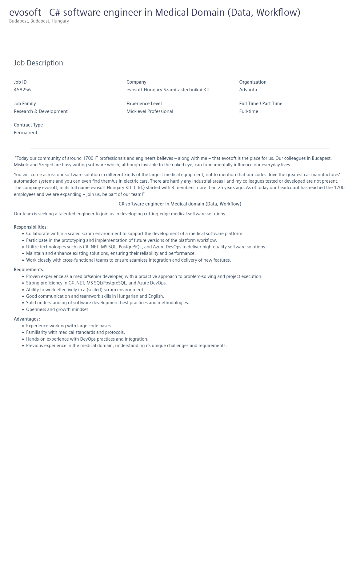 지멘스 C# Software Engineer in Medical Domain (Data, Workflow) 채용공고