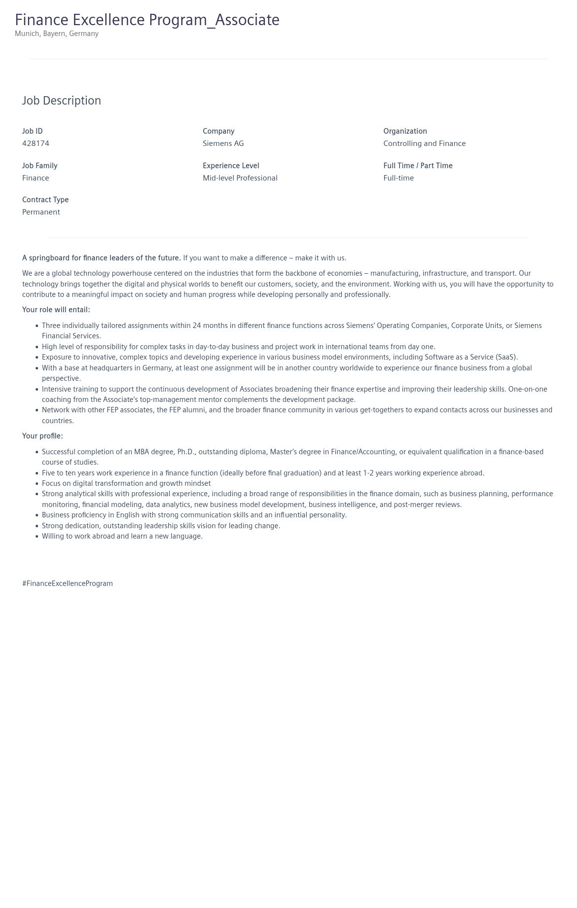 지멘스 Finance Program_Associate 채용공고