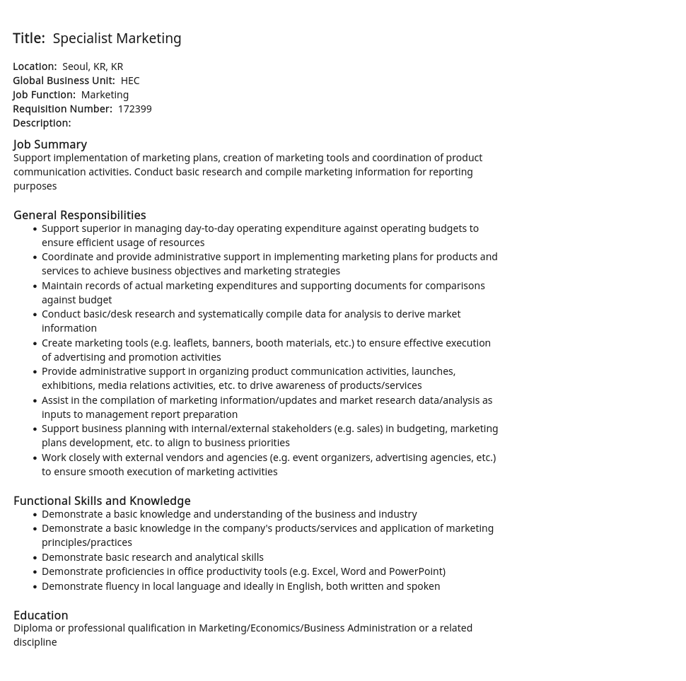DKSH코리아 Specialist Marketing 채용공고
