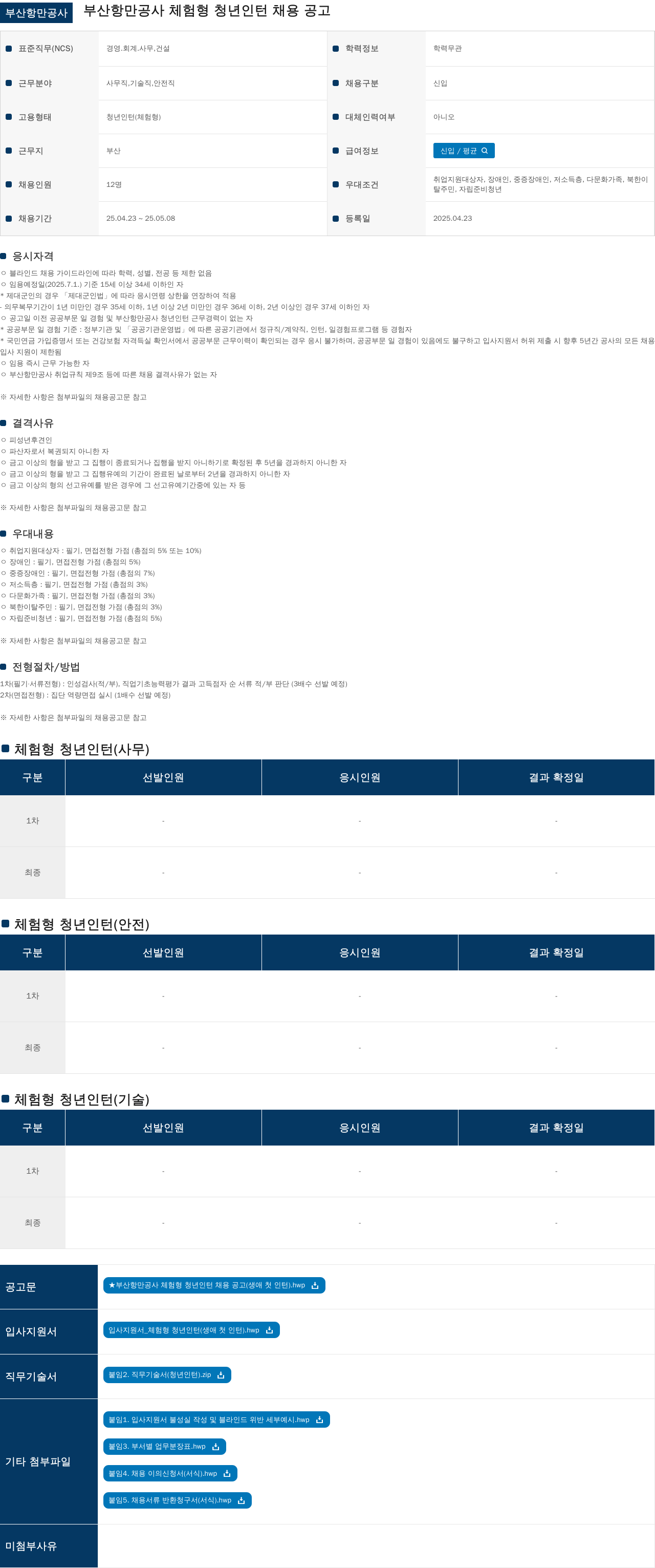 부산항만공사 부산항만공사 체험형 청년 인턴 채용 공고 채용공고
