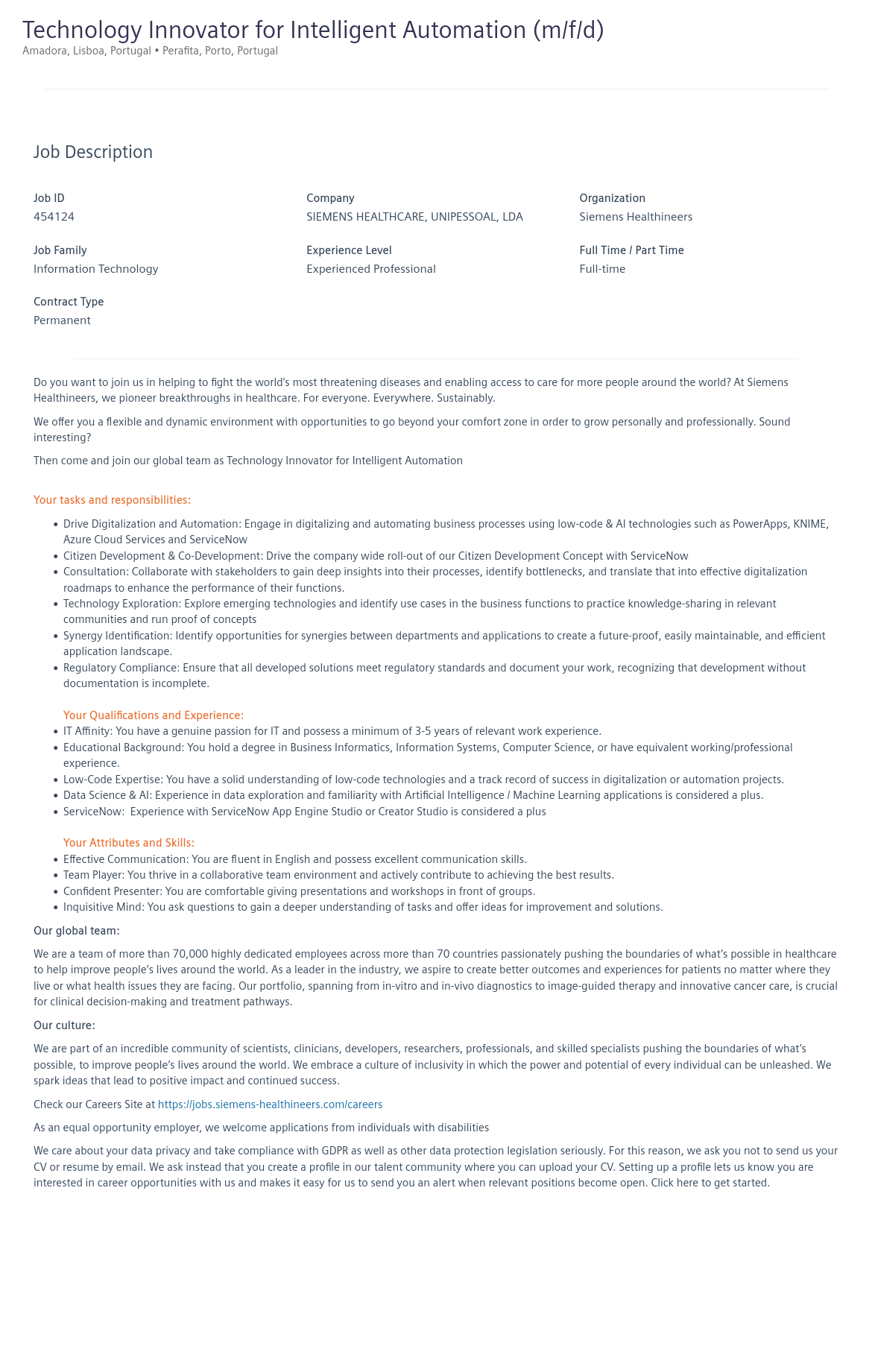 지멘스 Technology Innovator for Intelligent Automation (m/f/d) 채용공고