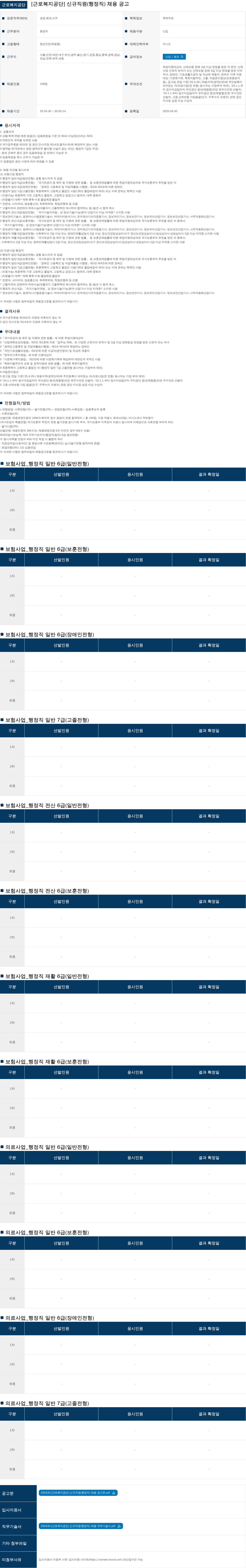 근로복지공단 [근로복지공단] 신규 직원(행정직) 채용 공고 채용공고