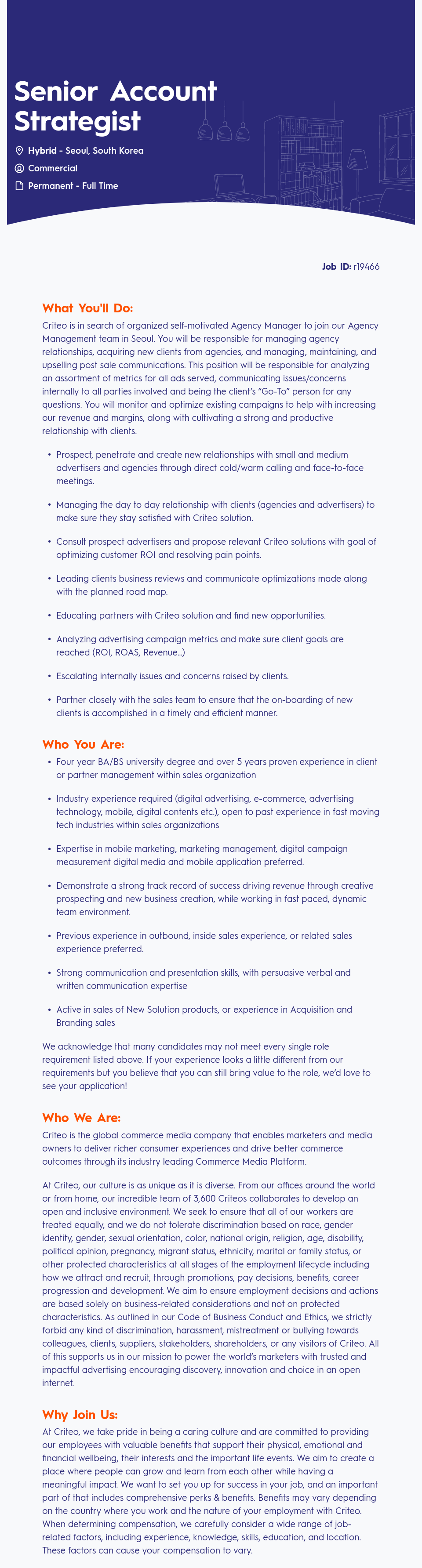 크리테오 Senior Account Strategist 채용공고