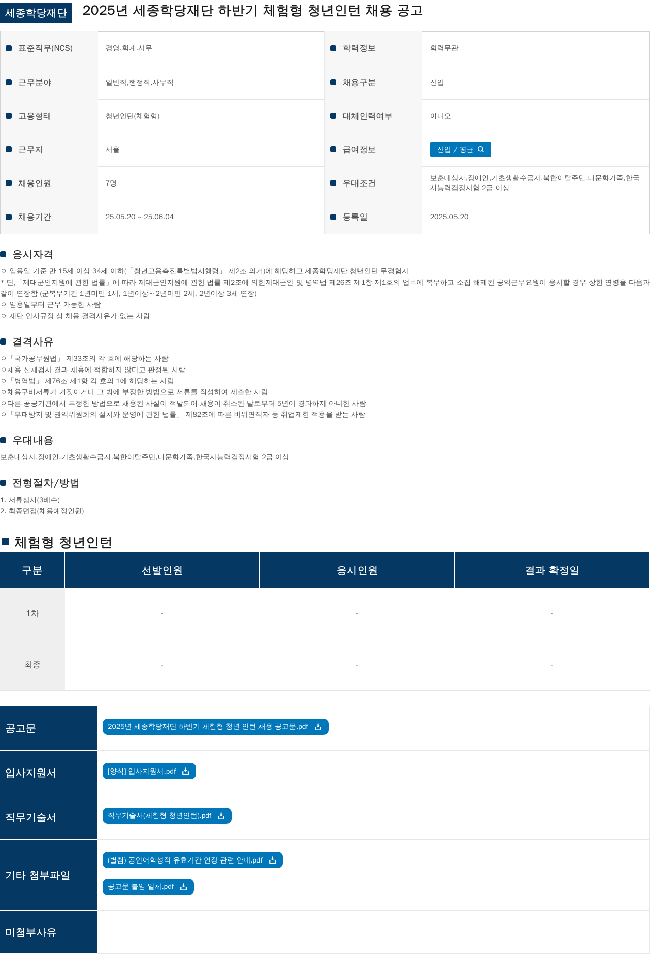 세종학당재단 2025년 세종학당재단 하반기 체험형 청년 인턴 채용 공고 채용공고