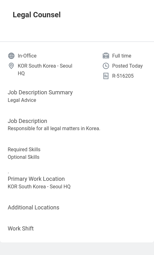 벡톤디킨슨코리아 Legal Counsel 채용공고