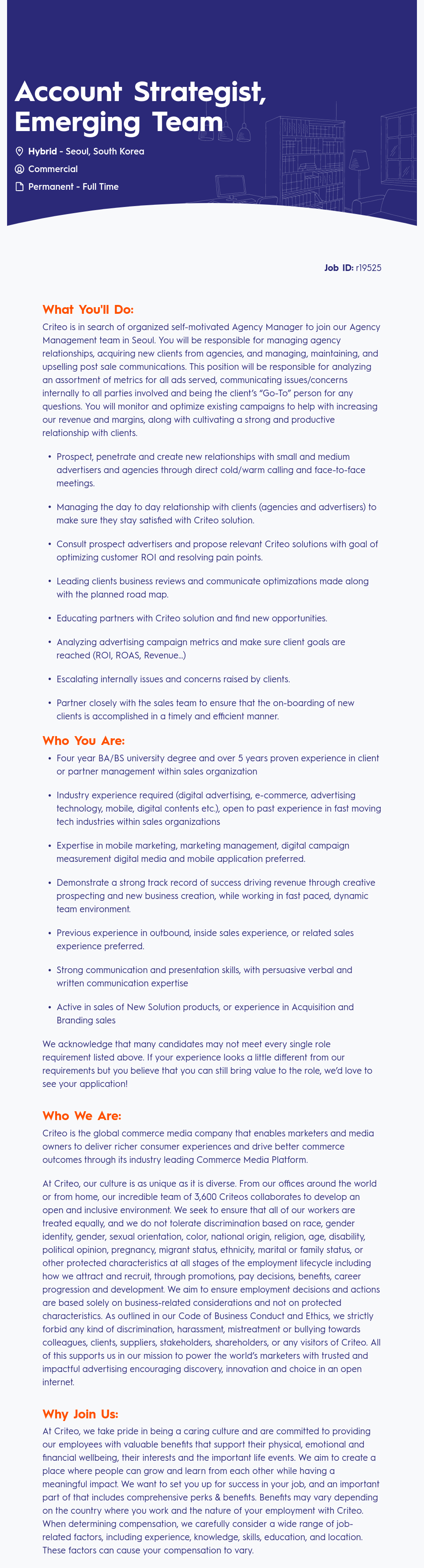 크리테오 Account Strategist, Emerging Team 채용공고