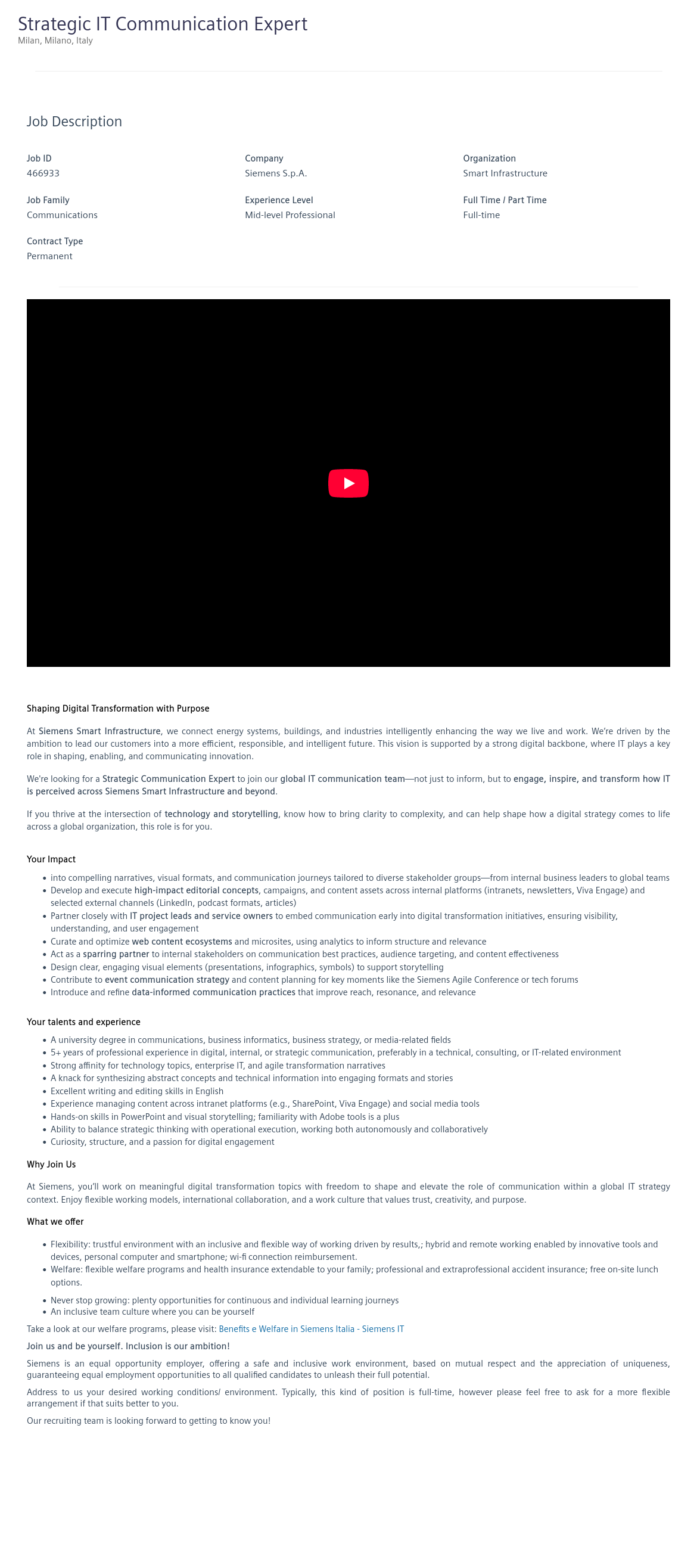 지멘스 Strategic IT Communication Expert 채용공고