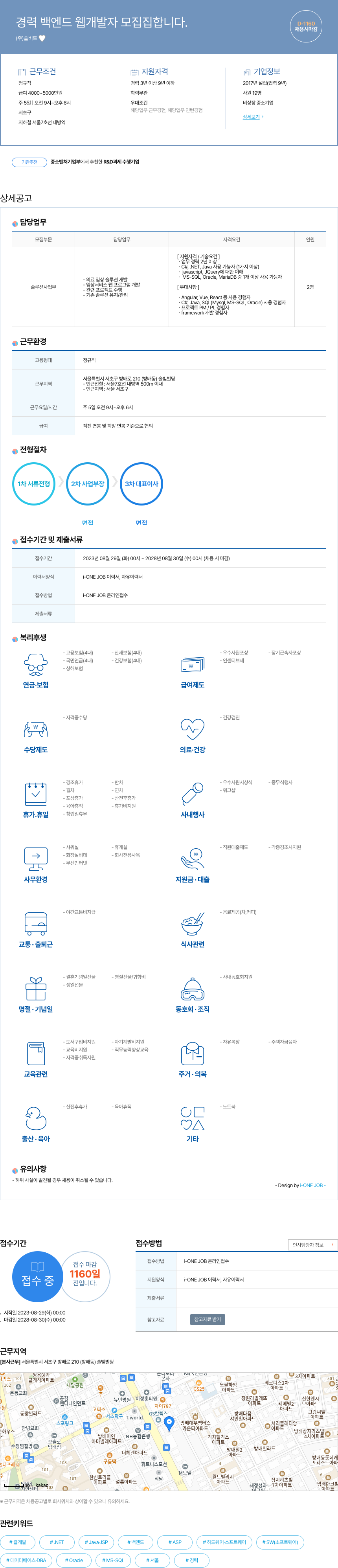 솔비트 경력 백엔드 웹 개발자 모집 채용공고